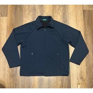 United Colors Benneton Track Jacket Mens L/XL Navy Full Zip Athleisure Pockets